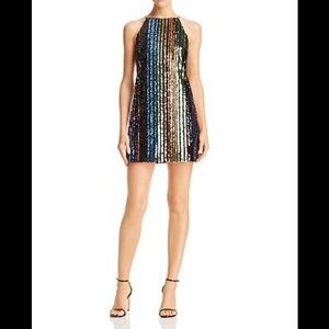 NWT AQUA Rainbow Sequin Mini Dres